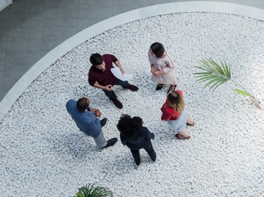 People in building