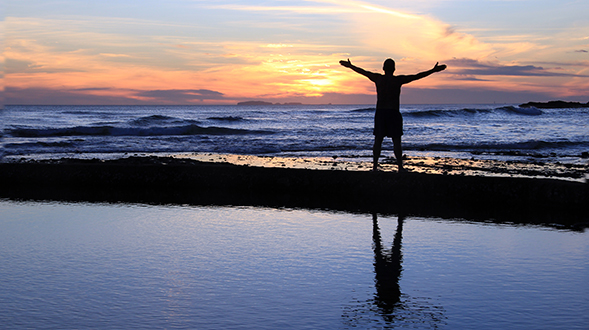 Man jumping on the beach