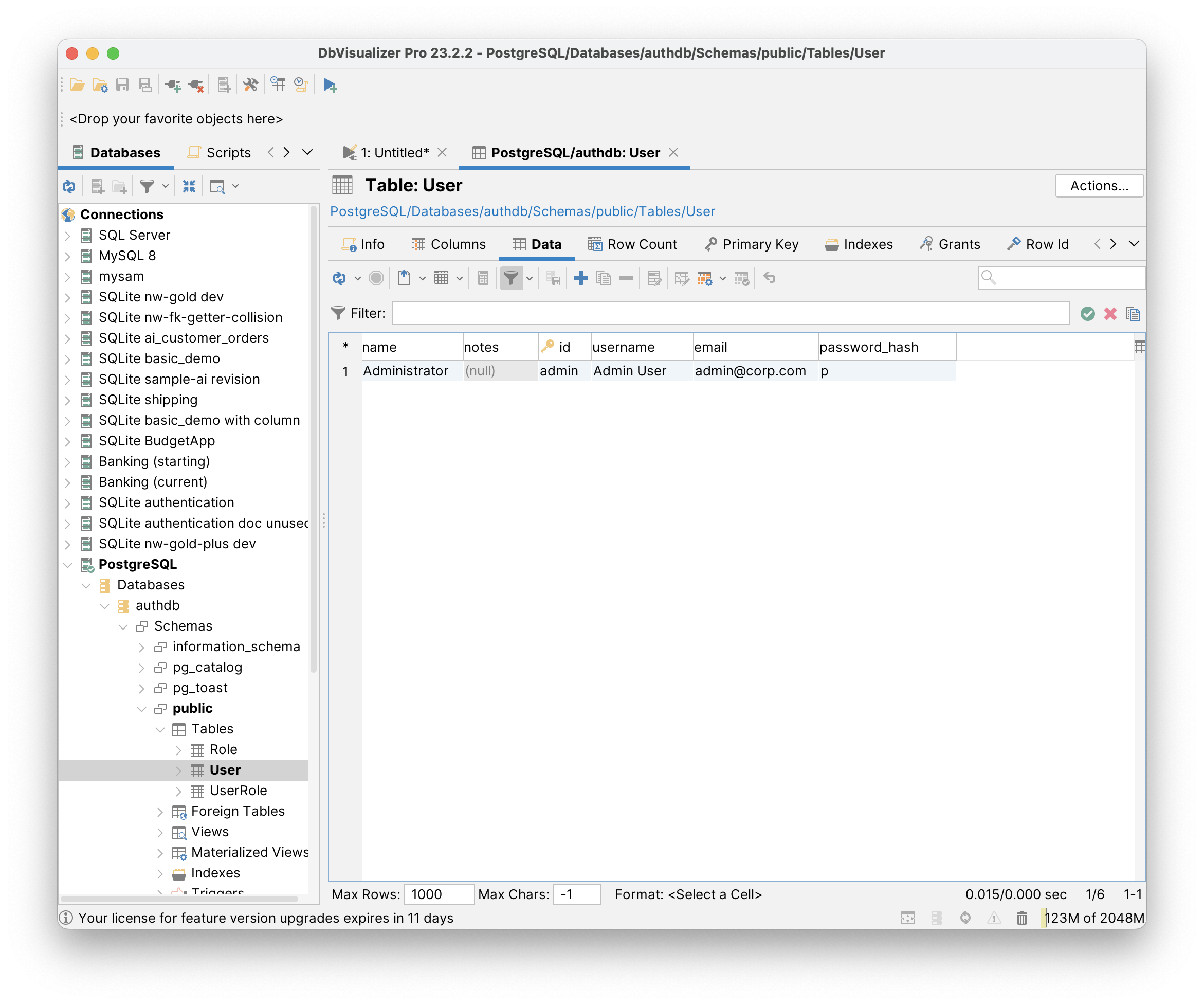 PostgreSQL-authdb