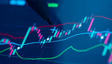 Pen tip touching screen with graph