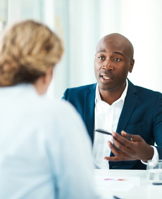 Man and woman talking