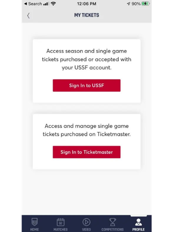 Sign in to USSF