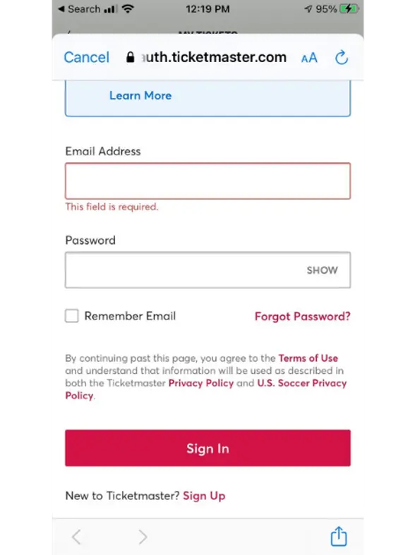 Enter in your email address