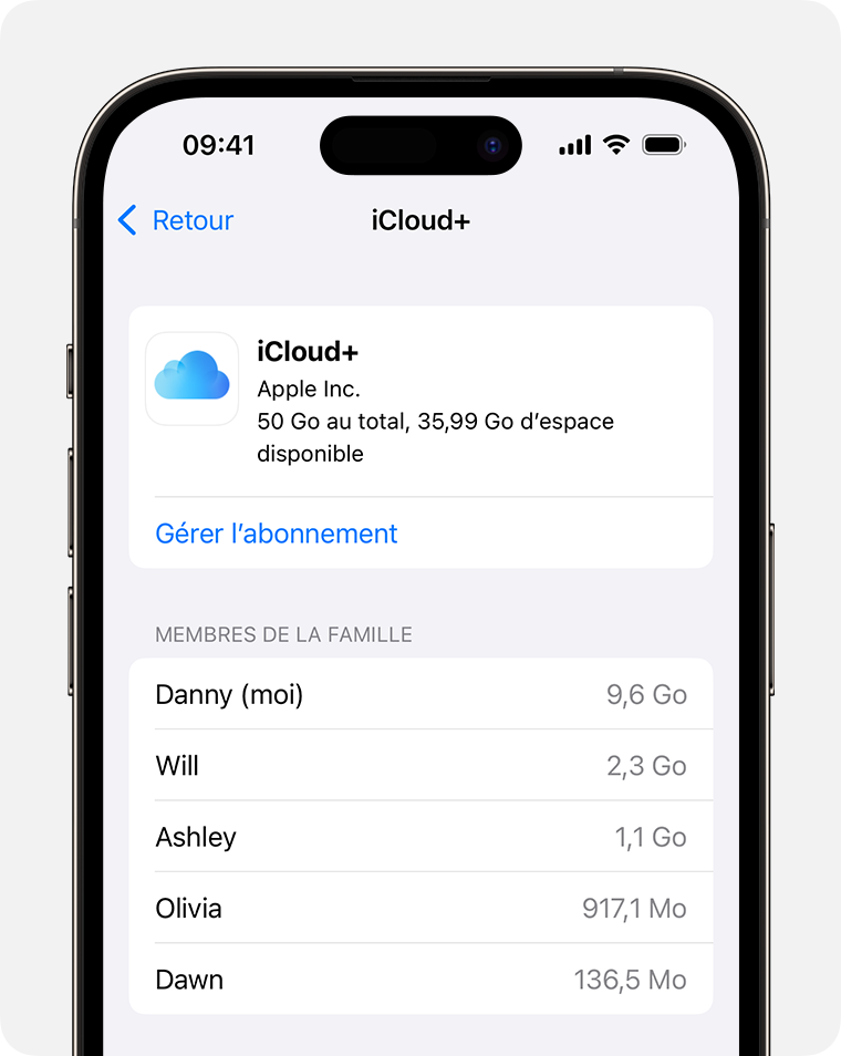Écran d’iPhone montrant l’étape Gérer l’abonnement 