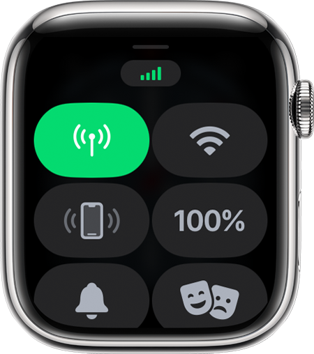 Señal celular completa en el Centro de control del Apple Watch.