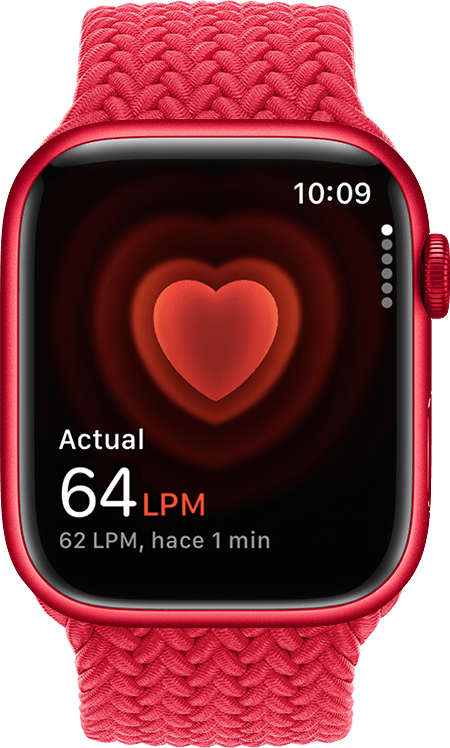 Un Apple Watch en el que se muestra una frecuencia cardiaca de 54 latidos por minuto.