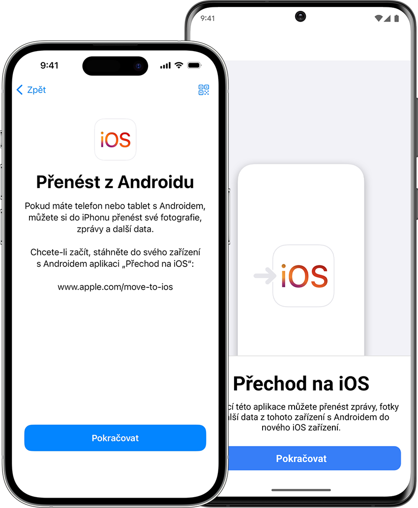 Aplikace „Přechod na iOS“ pomáhá přenášet data z telefonu s Androidem do nového iPhonu.