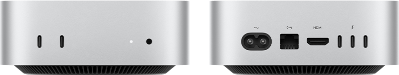 الجانب الأمامي والخلفي لجهاز Mac mini (2024).