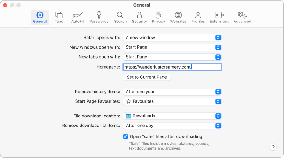 The Safari Smart Search field, where you can enter a websiteβs name or URL.