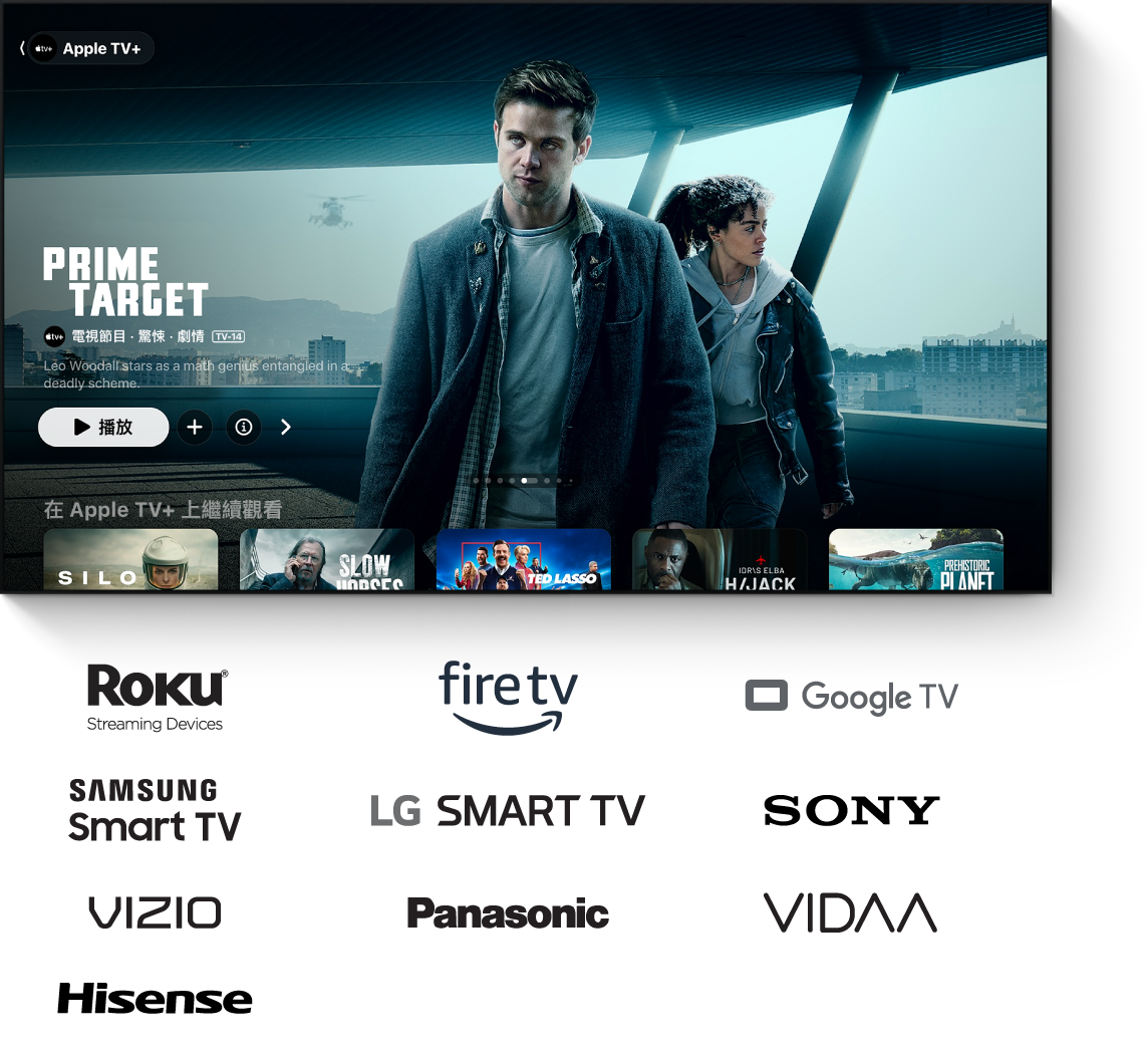 Apple TV App 在電視上顯示