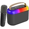 pTron Newly Launched Fusion Joy 20W Bluetooth Speaker with Wireless Karaoke Mic, 6Hrs Playtime, Vivid RGB Lights, Voice Effects, Multi-Play Modes BT5.3/TF Card & Type-C Charging Port (Black)