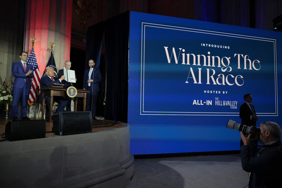 President Trump Delivers Remarks At AI Summit In Washington DC
