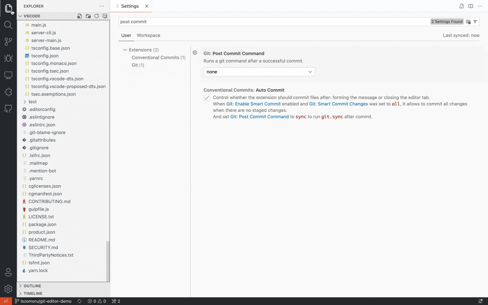 Making commits using the new commit action button