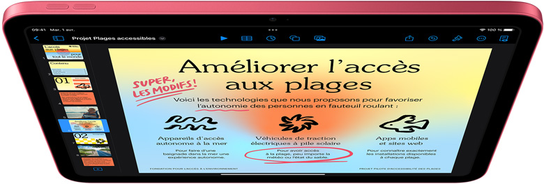 Lâapp Keynote sur un iPad.
