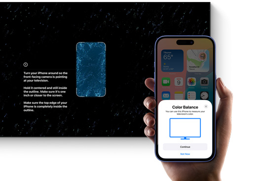 iPhone, der bruges til at justere farverne på et TV