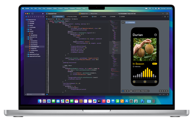 Een open Mac met de Xcode-app.