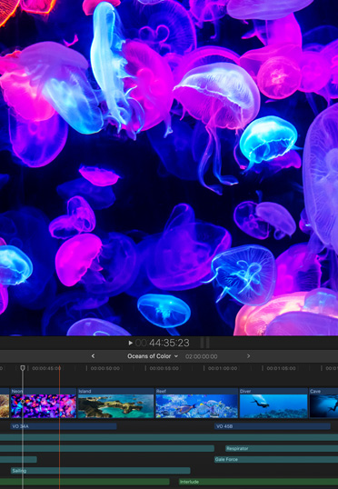  Een Mac-desktop waarop de app Final Cut Pro te zien is.