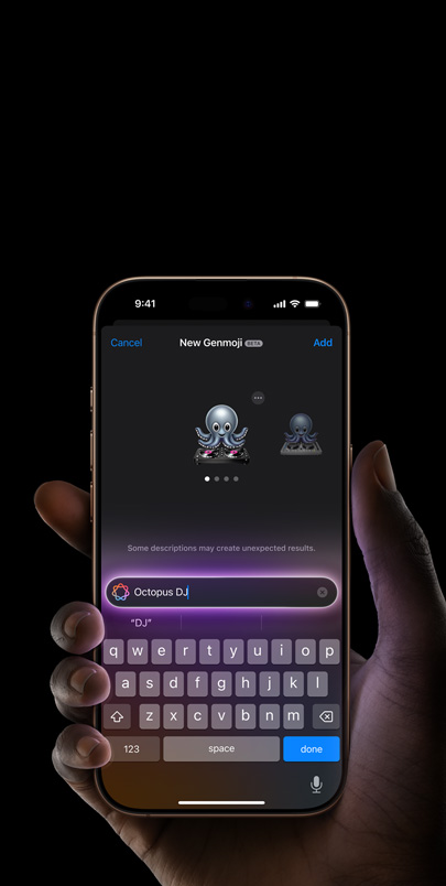 „iPhone 16 Pro“, demonstruojantis atnaujintą „Siri“ ir rašymo „Siri“ funkciją.