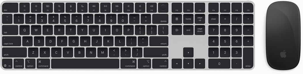 Επάνω όψη των Magic Keyboard και Magic mouse