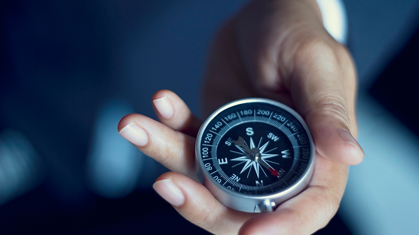 Professional holding a compass
