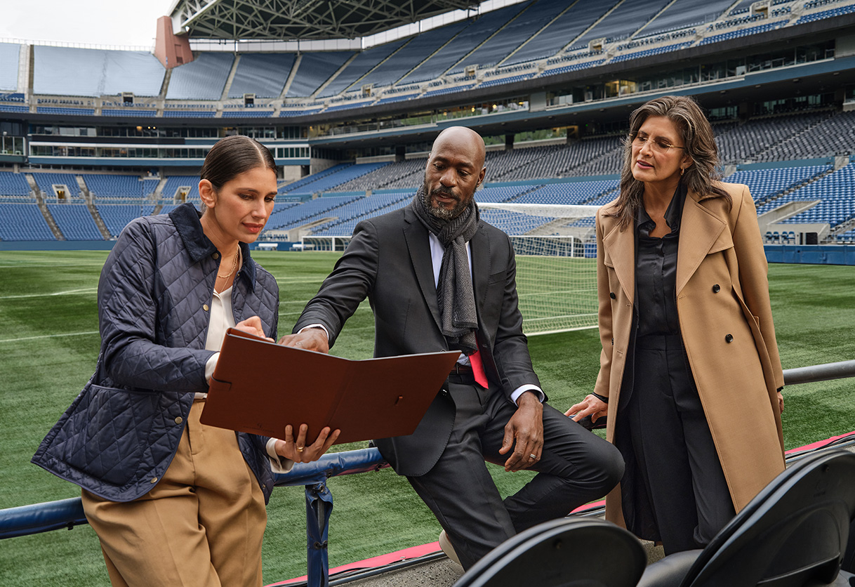 Financial Advisors in football stadium