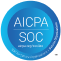 AICPA SOC certification badge in blue displaying text 'AICPA SOC' and 'security, availability, and confidentiality